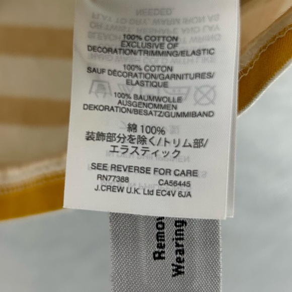 J. Crew Off the Shoulder 3/4 sleeve Mustard and White Striped Top Size XSmall - Picture 6 of 9